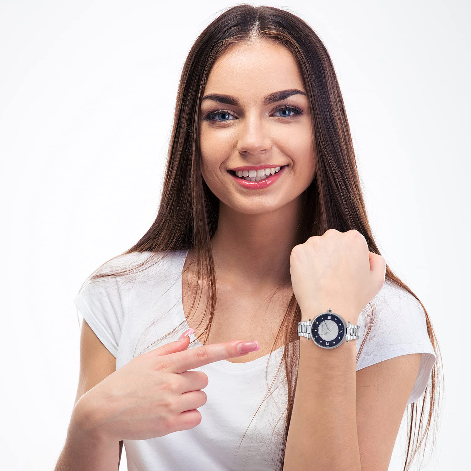 Giordano Stylish Analog Watch for Women - Stainless Steel Belt with Classic Roman Numerals, Dual Colored Textured Dial | GD-4032-11